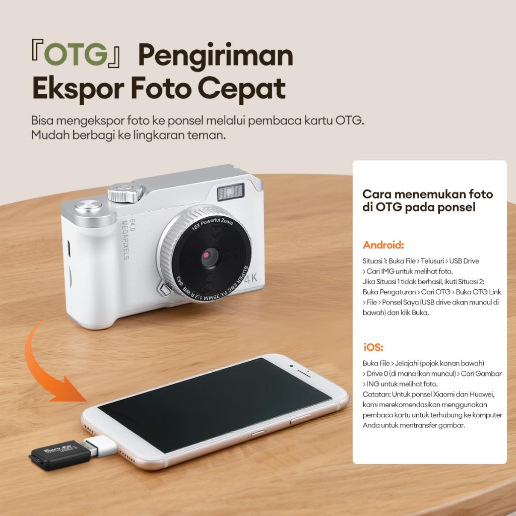  TKTKT Kamera Digital CCD 64MP