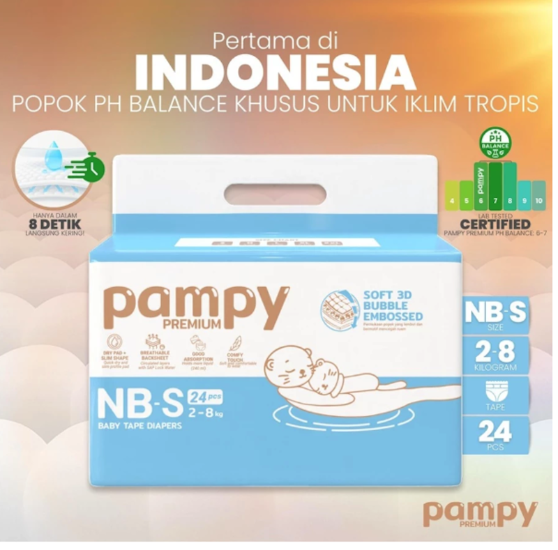 Pampy Premium Baby Tape Diapers NB-S 2