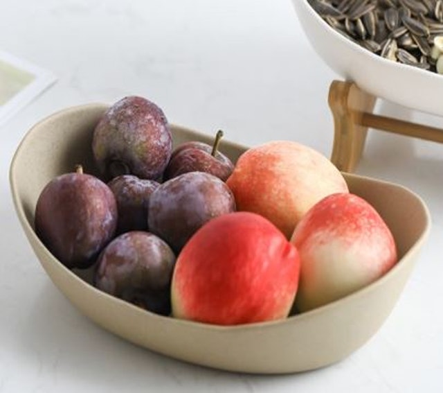 Yutensil Tempat Buah Keramik Tingkat + Tatakan Kayu