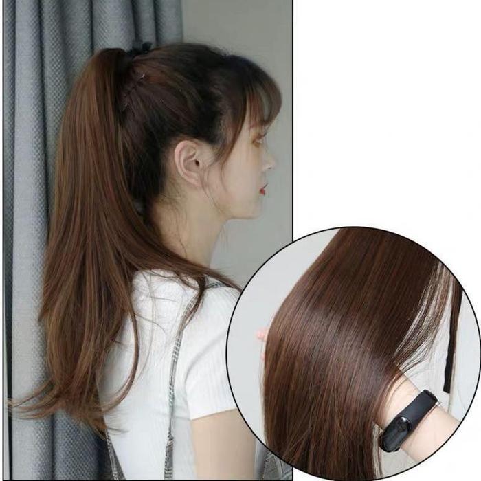  Hair Clip Ponytail Tali Lurus Natural Black 55 cm