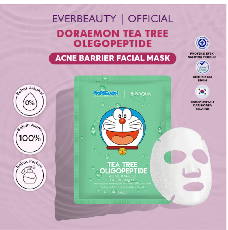 BIOAQUA x Doraemon Tea Tree Oligopeptide Acne Barrier Facial Mask 2