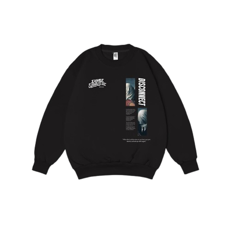 Exhale Crewneck Disconected Black 1