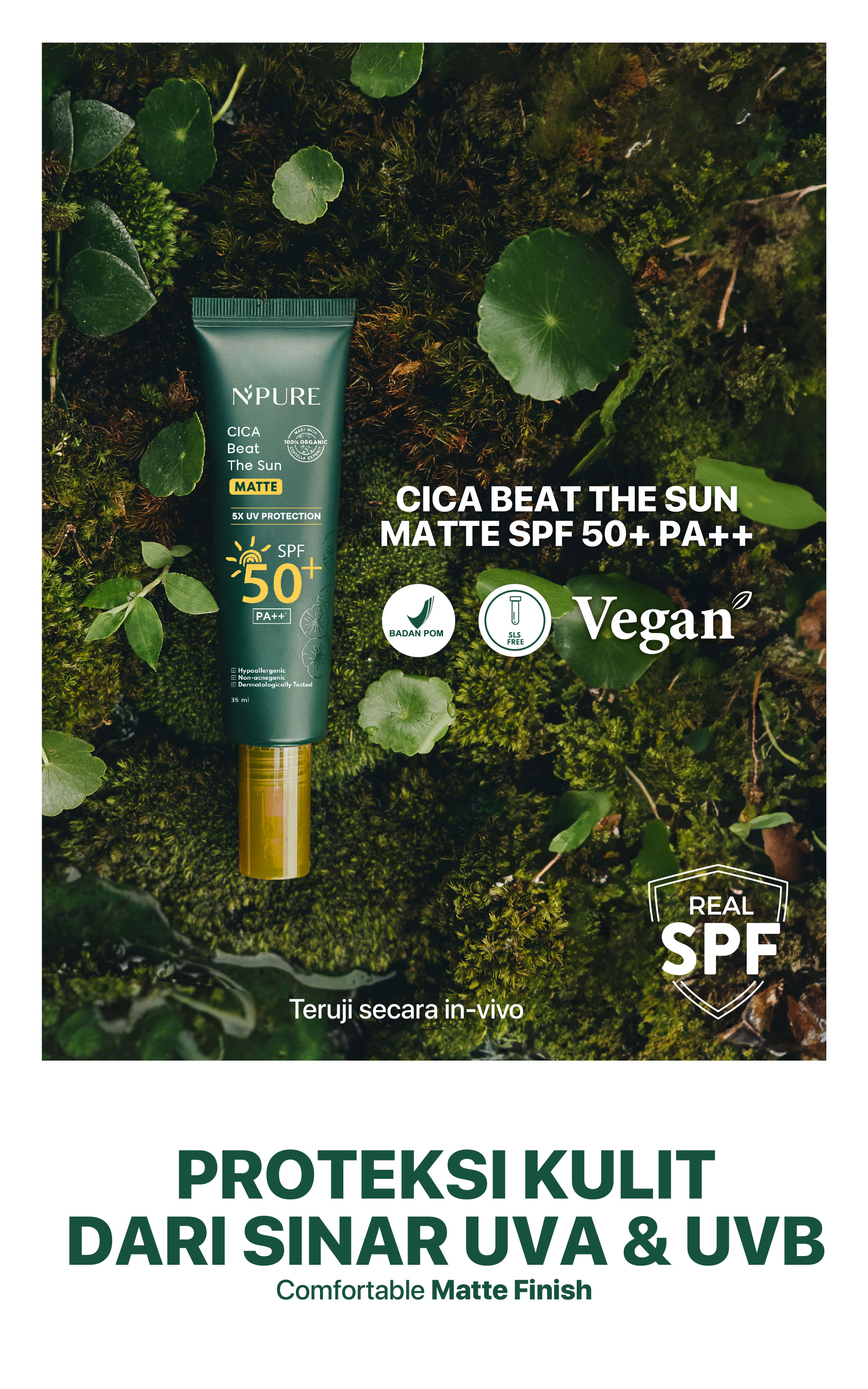 Penta Natural Kosmetindo N'PURE Sunsreen Cica Beart The Sun Matte SPF 50+ PA++++