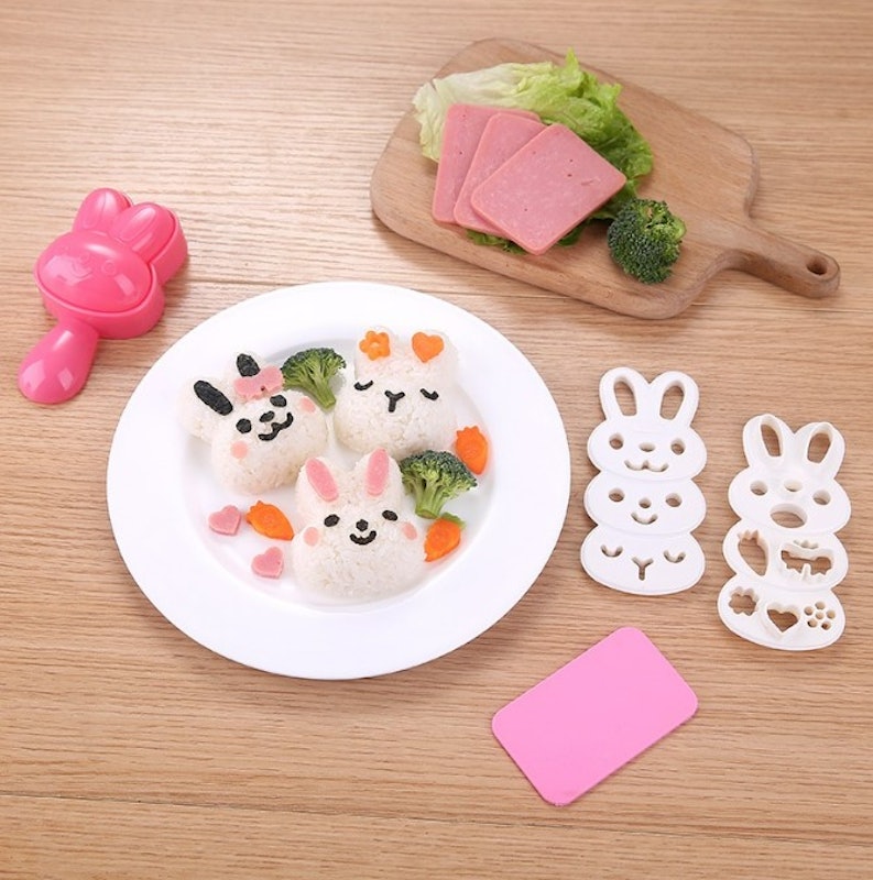 1 Set Cetakan Nasi Sushi Bento Onigiri Timbul Desain Kartun 4