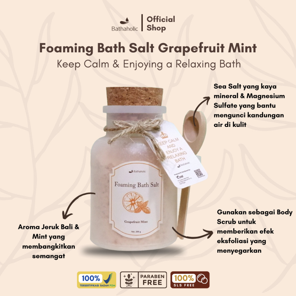 Bathaholic Foaming Bath Salt Natural Aromatherapy