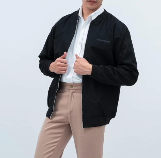 Houseofcuff Jaket Bomber Polos Windbreaker Hitam 2