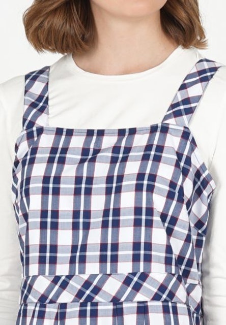 Novel Mice Navy Plaids Sleeveless Dress