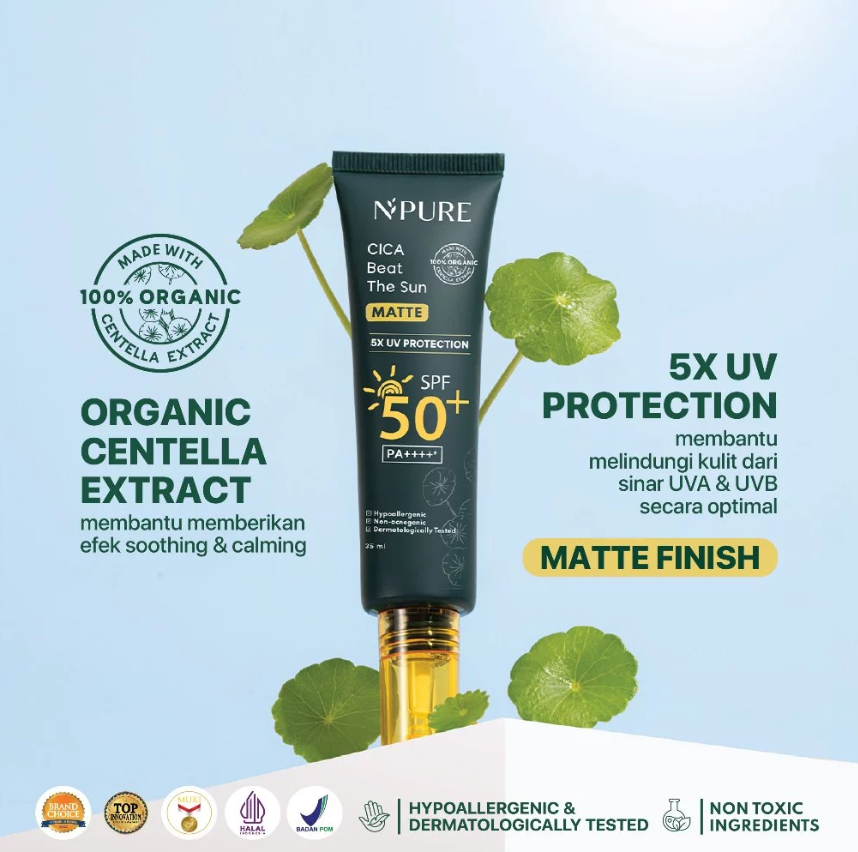 Penta Natural Kosmetindo N'PURE CICA Beat The Sun Matte SPF 50+ PA++++