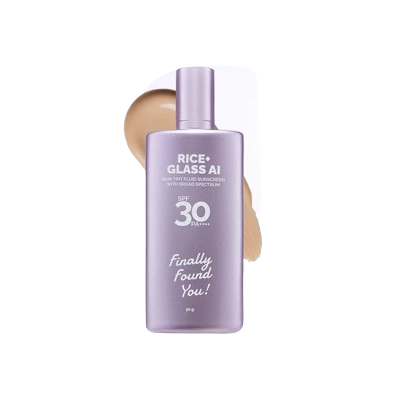 Finally Found You! RICE+ Glass AI Skin Tint Fluid Sunscreen with Broad Spectrum SPF 30 PA++++ AI-05 Deep Connection