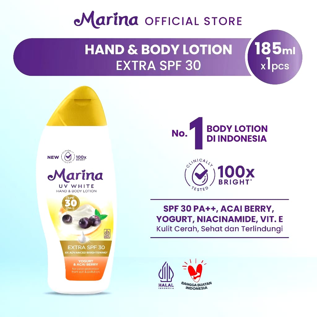 Tempo Scan Pacific Marina UV White Hand & Body Lotion Extra SPF 30