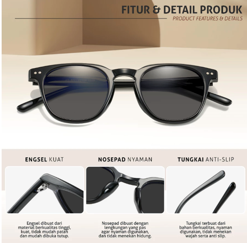 Colore.in Sunglasses Retro Style Black 5
