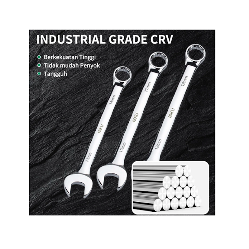 ISKU Kunci Ring Pas Set 11 pcs 8-24 mm 3