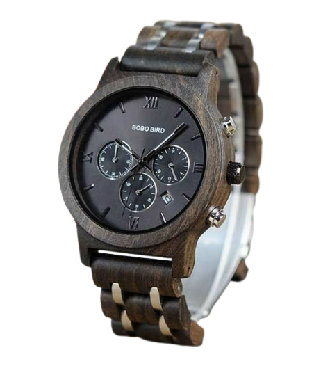 Jam Tangan Kayu Pria Leather Strap ｜ WP28