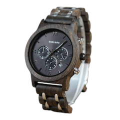 Jam Tangan Kayu Pria Leather Strap