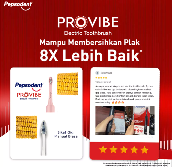 Unilever Indonesia Pepsodent Provibe Sikat Gigi Electric Starter Kit Pink