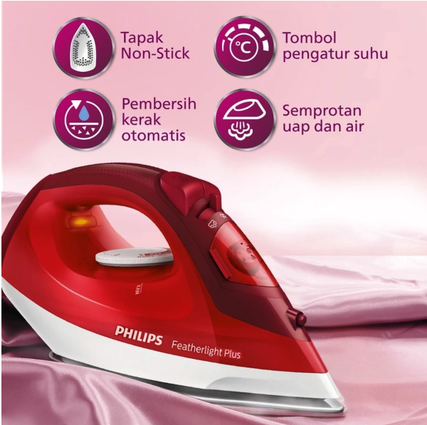 Philips Electronics Philips Featherlight Plus Setrika Uap dengan Tapak Setrika Non-Stick GC1424/45