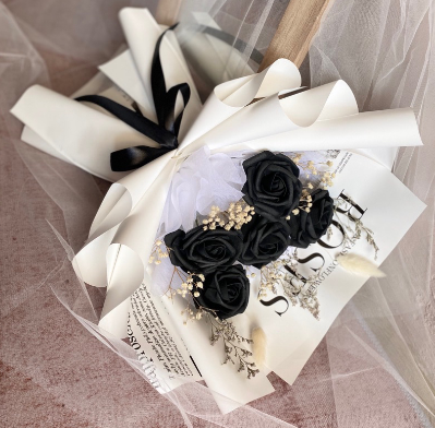 Buket Bunga Artifisial Blanc Roses Black 3