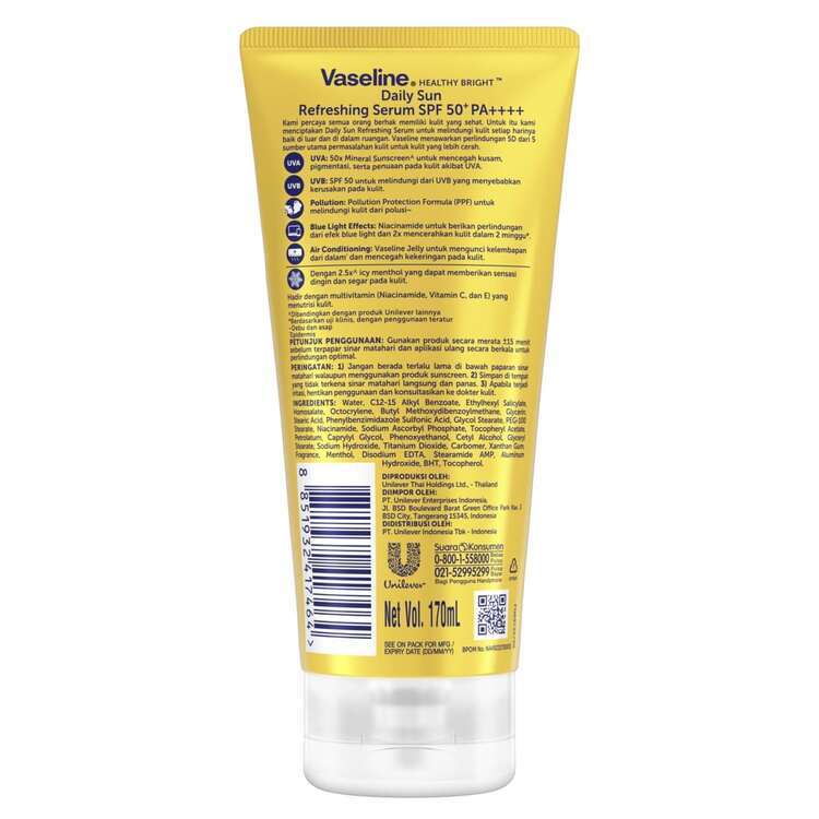 Unilever Indonesia Vaseline® Healthy Bright Daily Sun Refreshing Serum SPF 50+ PA++++