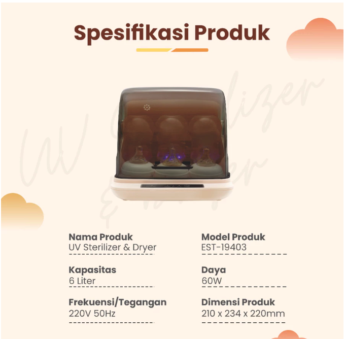 Bear Electric Appliance Emily UV Sterillizer & Dryer 6L EST-19403