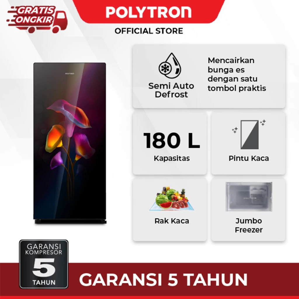 Hartono Istana Teknologi Polytron Kulkas 1 Pintu Belleza Varia 180 Liter  PRA-18MTR