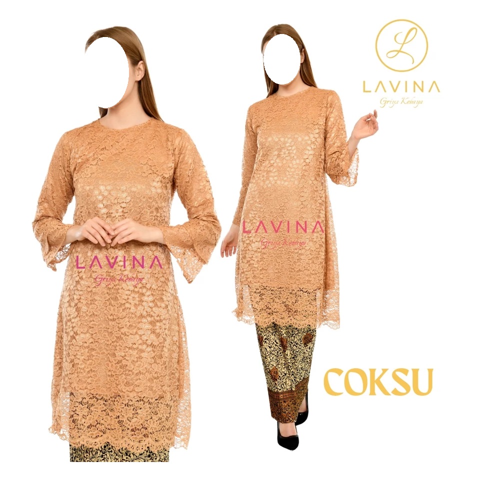 Lavina Outfit Lavina Tunik Brukat Set Rok Plisket Elegan