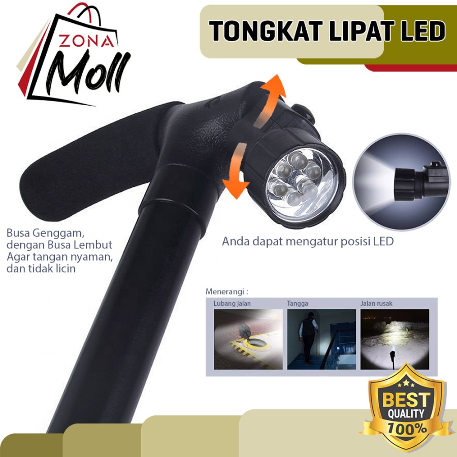 As Seen on TV Trusty Cane Sturdy Folding Cane with Built-In Lights