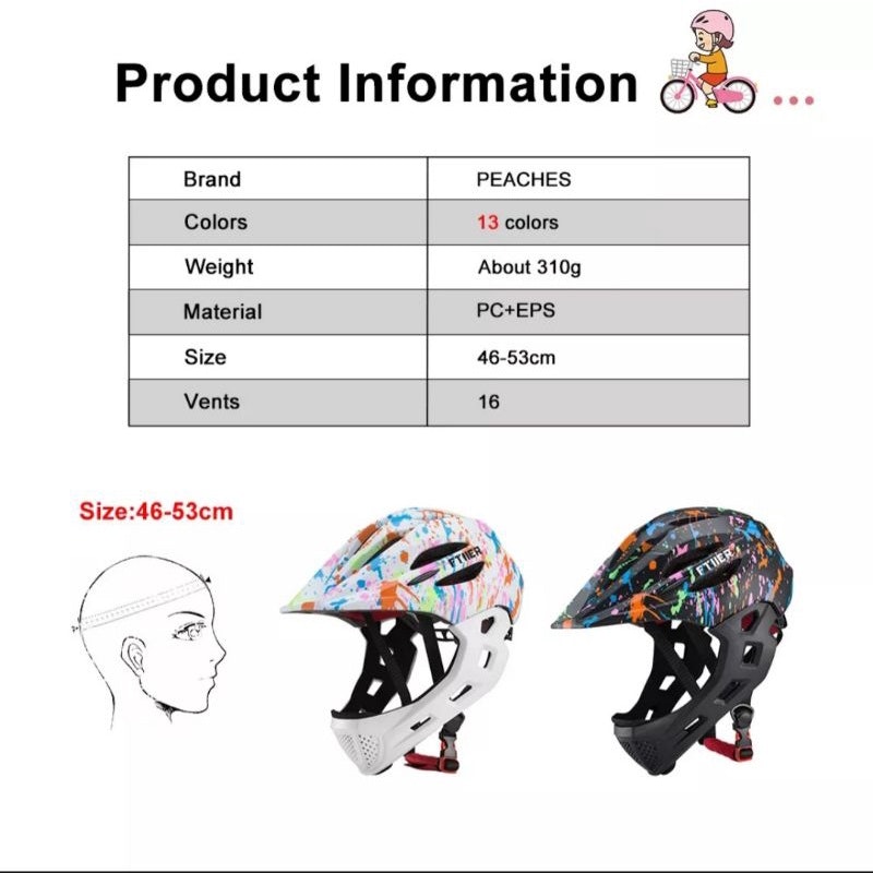 Ftiier Helm Sepeda Anak Full Face 2 in 1 5