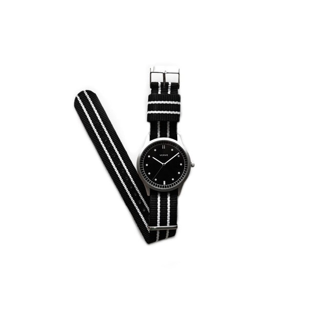 VERVE Nato Nylon Strap - Black Stripe 001