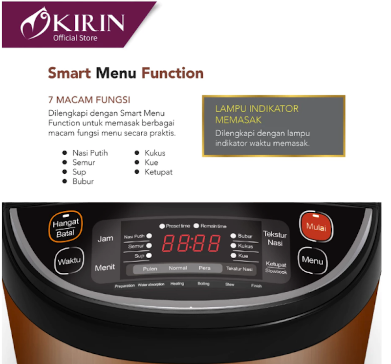 Kirin Digital Rice Cooker 2.0 L 4