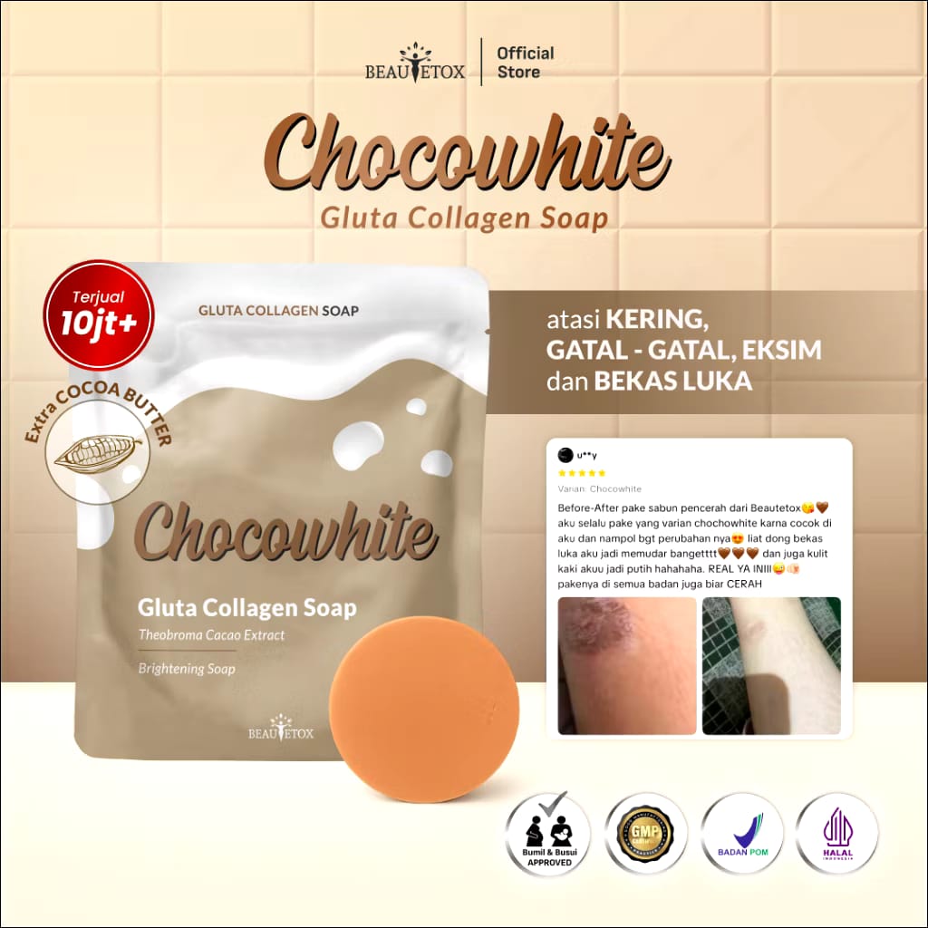 Liquina Innovation International Beautetox Chocowhite Gluta Collagen Soap