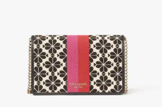 Spade Flower Jacquard Stripe Wallet on Chain ｜ pwr00447