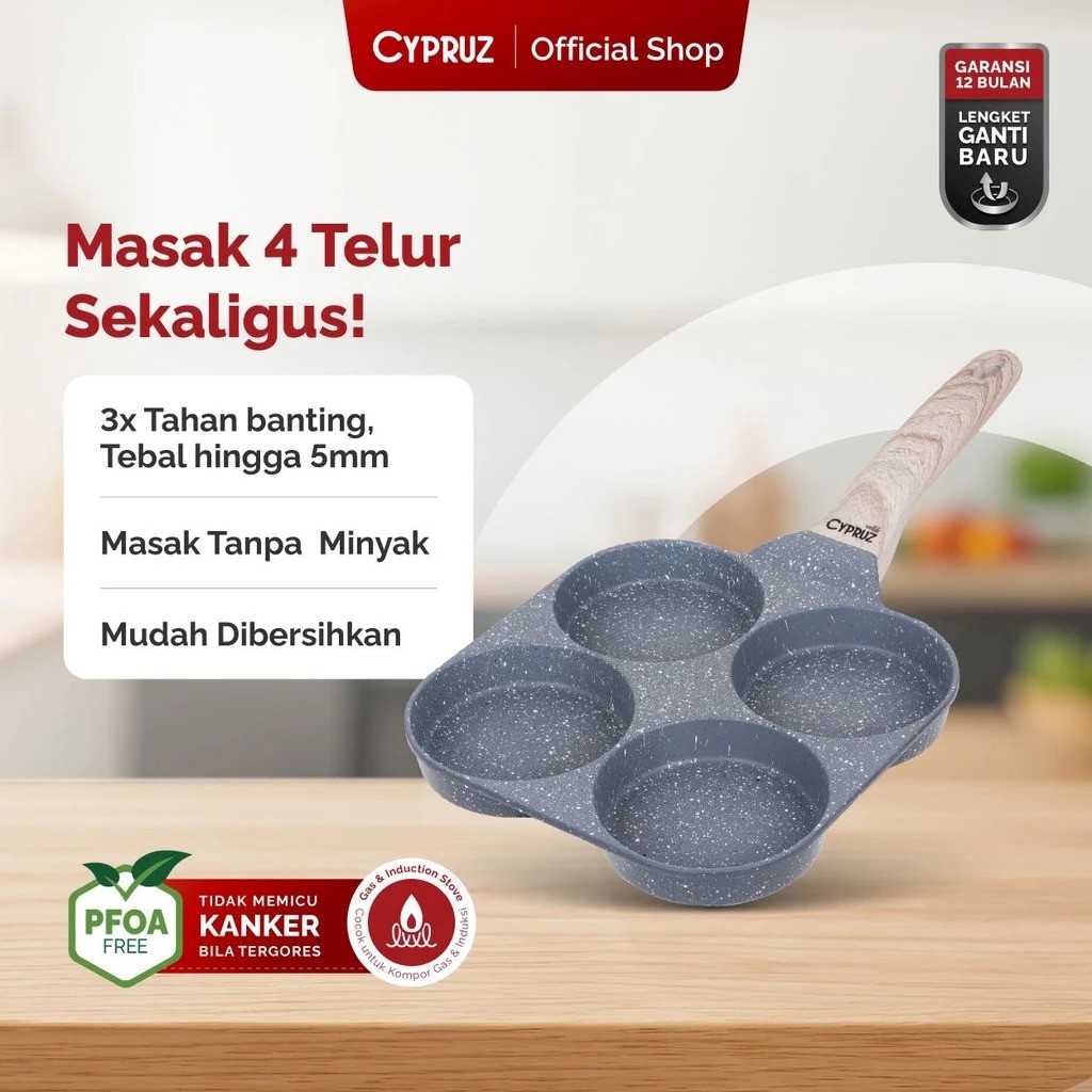 Cypruz Egg Pan Granite Diecast 4 Hole