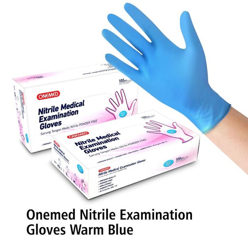 OneMed Nitrile Medical Examination Gloves Warm Blue 2