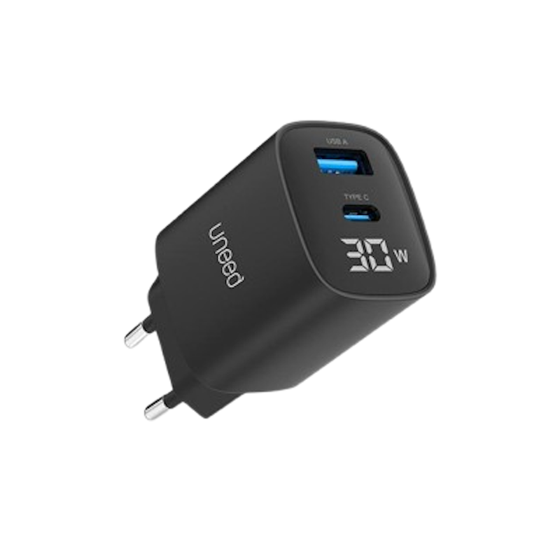 Uneed 2 Ports 30W GaN Charger with Display 1