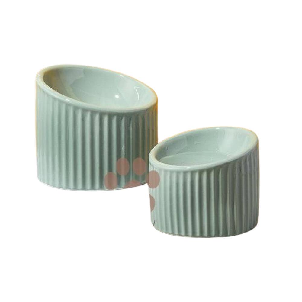 Petpaw Aesthetic Stripe Ceramic Tilted Bowl