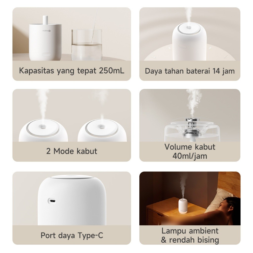 Yaoyao Indonesia Info Tech Simplus Humidifier Portabel 250ml