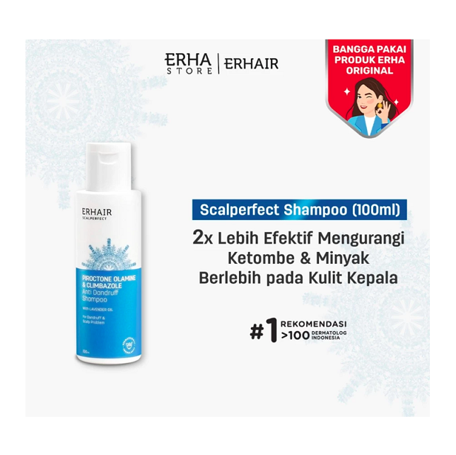 ERHA Clinic Indonesia Erhair Scalperfect Piroctone Olamine & Climbazole Anti Dandruff Shampoo