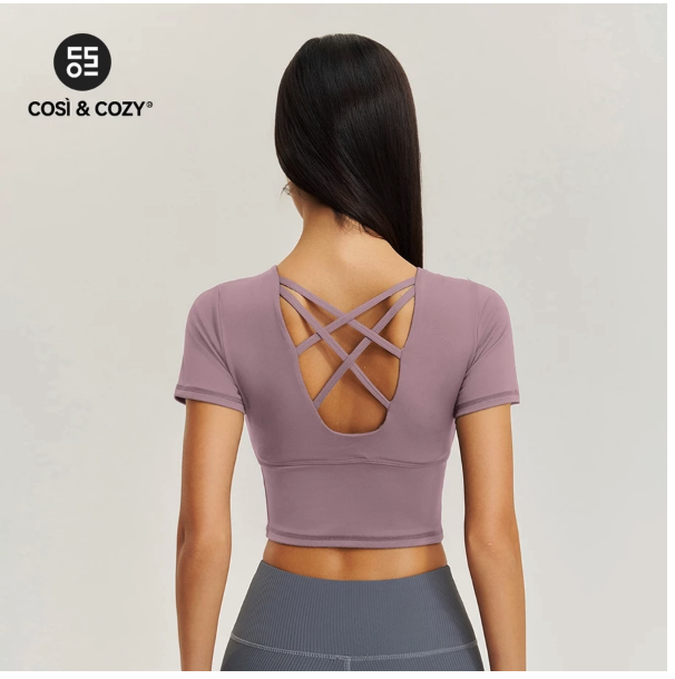  COSI COZY Atasan Olahraga Wanita Sport Open-Back