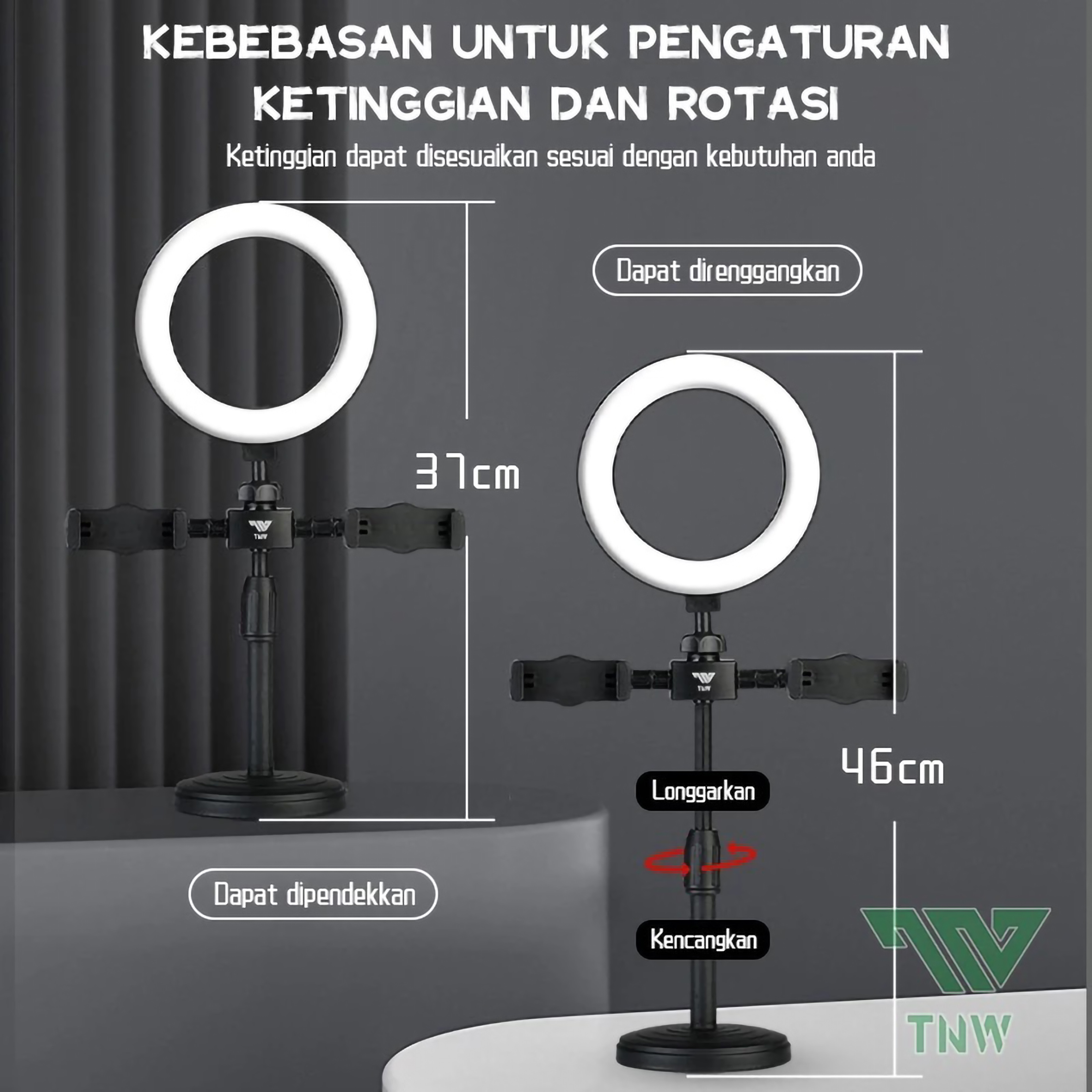 TNW Ring light 16cm + Tripod + 2 Holder HP 3