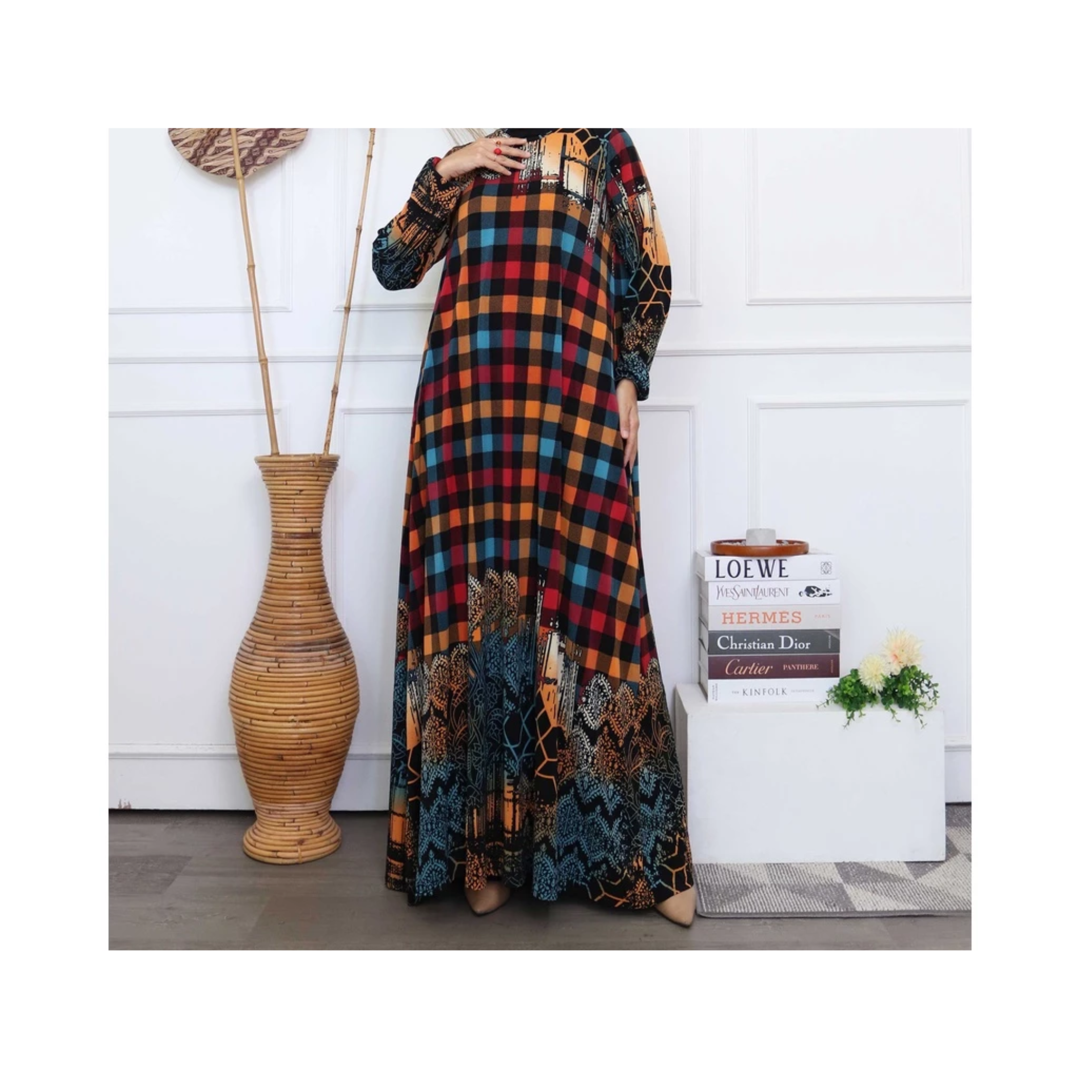 Gamis Motif Printing Nusantara GMPN Gamis Motif Wanita Jersey Lemonskin 8912