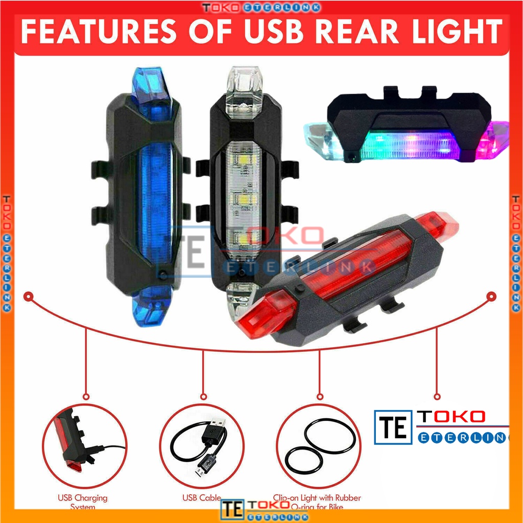  Lampu Belakang Sepeda LED USB