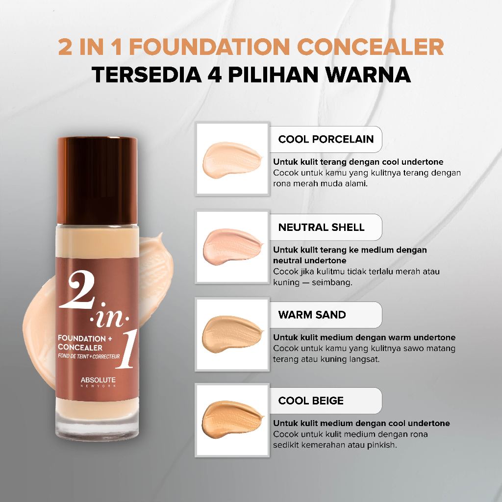 Absolute New York Absolute New York 2-in-1 Foundation + Concealer Cool Porcelain