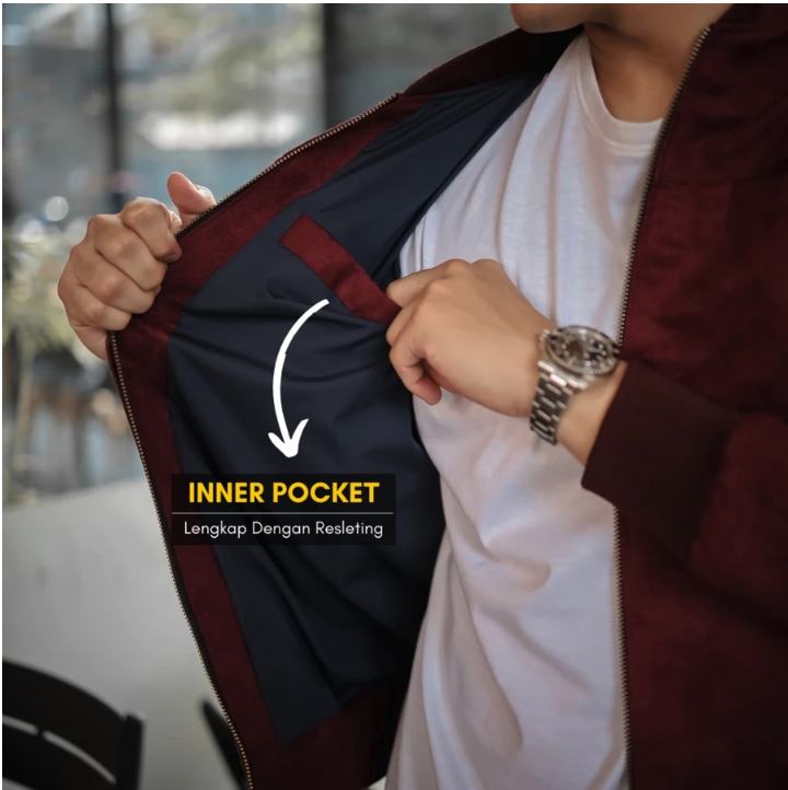 Delibra Jaket Bomber Suede Pria Premium 5