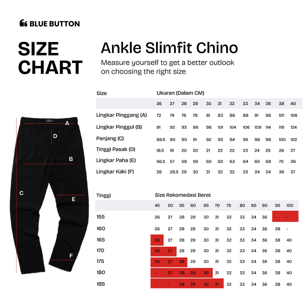  BlueButton Celana Chino Ankle Pants Slim Fit Khaki