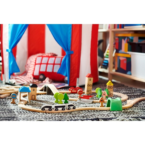 IKEA LILLABO Kereta dengan Rel, Set Isi 45