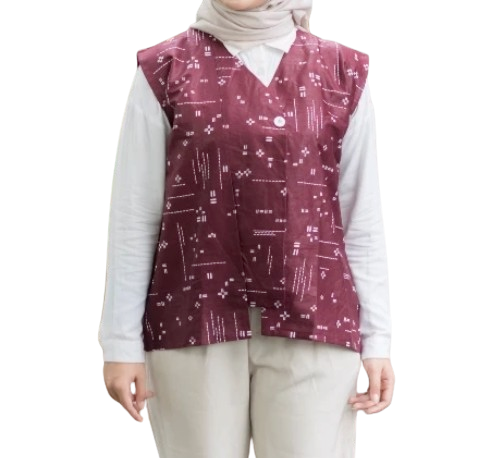  BRAWEE Vest Batik V Neck Motif Katulistiwa