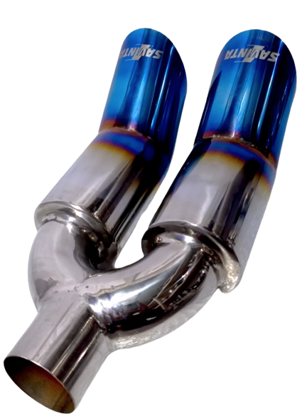 Knalpot Mobil Racing Cabang Dobel Bass Bulat Gahar Full Stainless 1