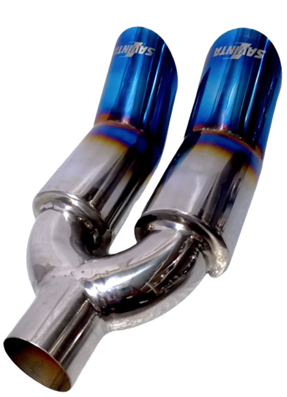 Knalpot Mobil Racing Cabang Dobel Bass Bulat Gahar Full Stainless 1