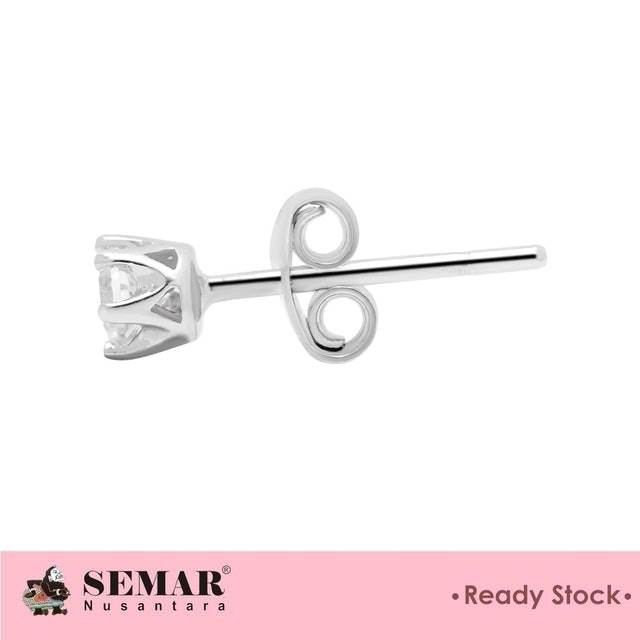 Semar Nusantara Anting Tindik Emas Solitaire White Gold 17K