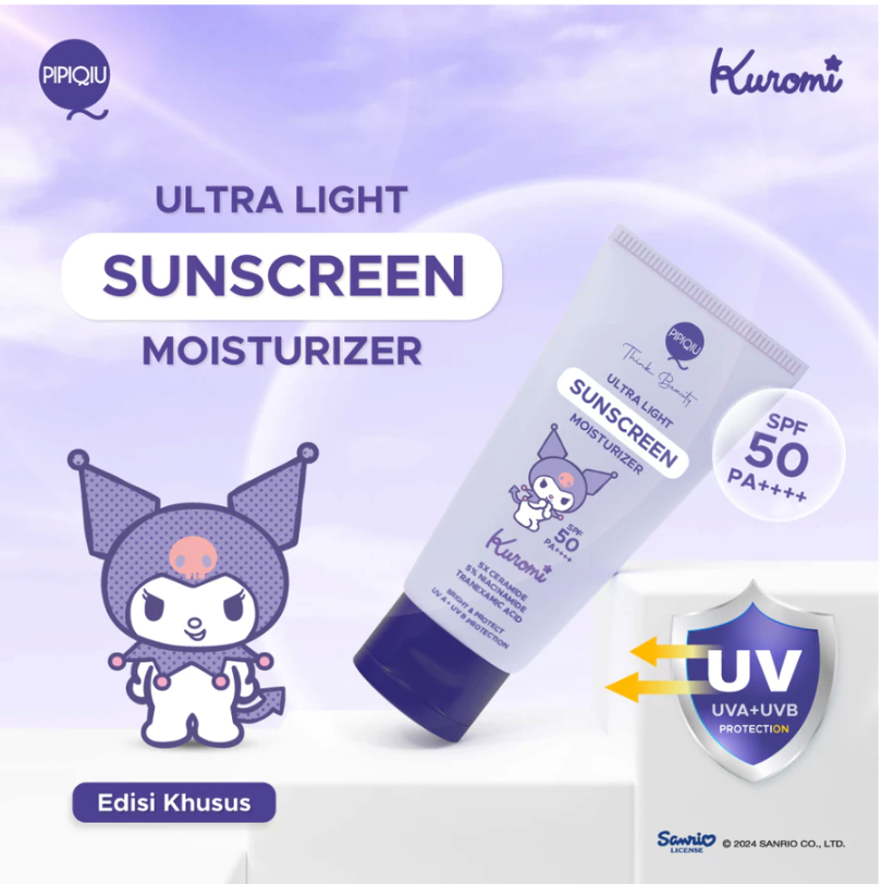 Javinci Berkat Kreatif Sentosa Pipiqiu Ultra Light Sunscreen Moisturizer Bright & Protect SPF 50 PA++++ KUROMI